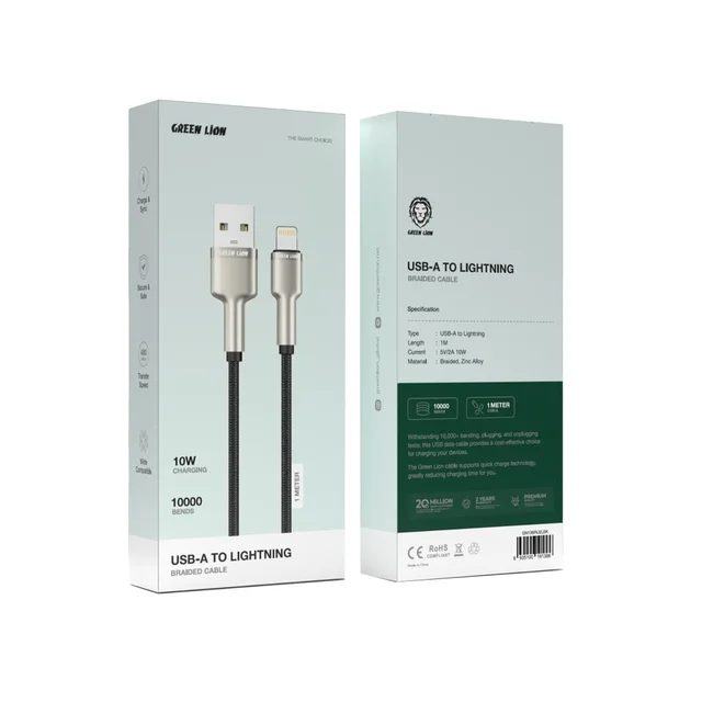 Green Lion Zinc Alloy Cable 10W - Black – Image 2 of 2