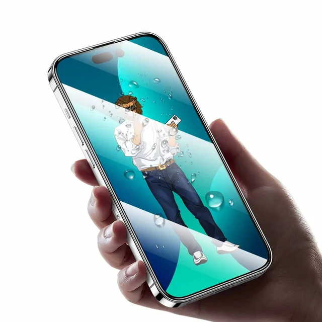 واقي حماية للشاشة كامل قوي ستيف جلاس بدرجة صلابة 9H - شفاف، iPhone 13 Pro Max /14 Plus – الصورة 2 من 4