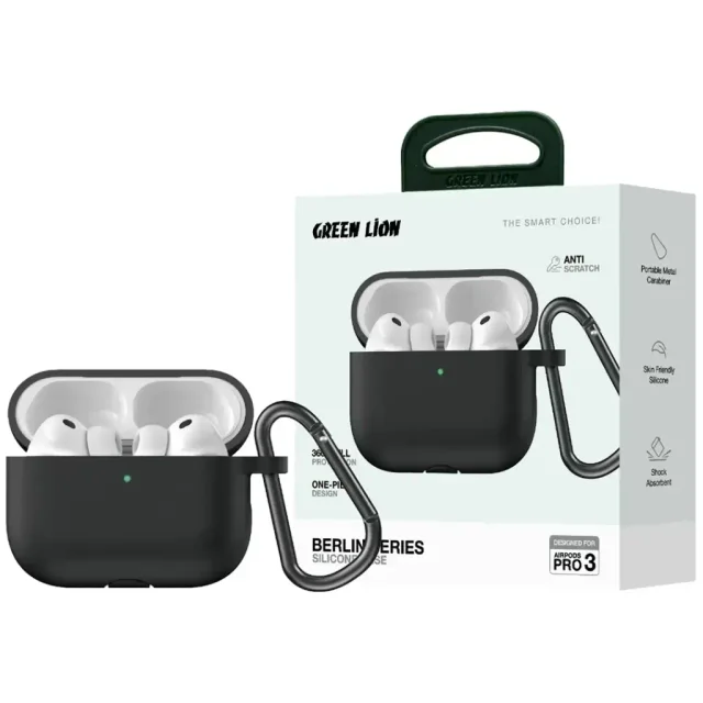Berlin Series Silicone Case - اسود، AirPods Pro 3 – الصورة 2 من 2
